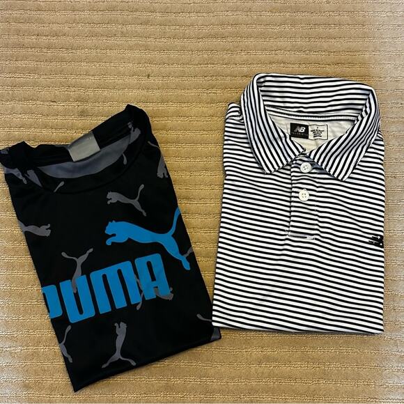 Puma Other - Puma Black Graphic Tee & New Balance Striped Polo kids size 7 set of 2 tops